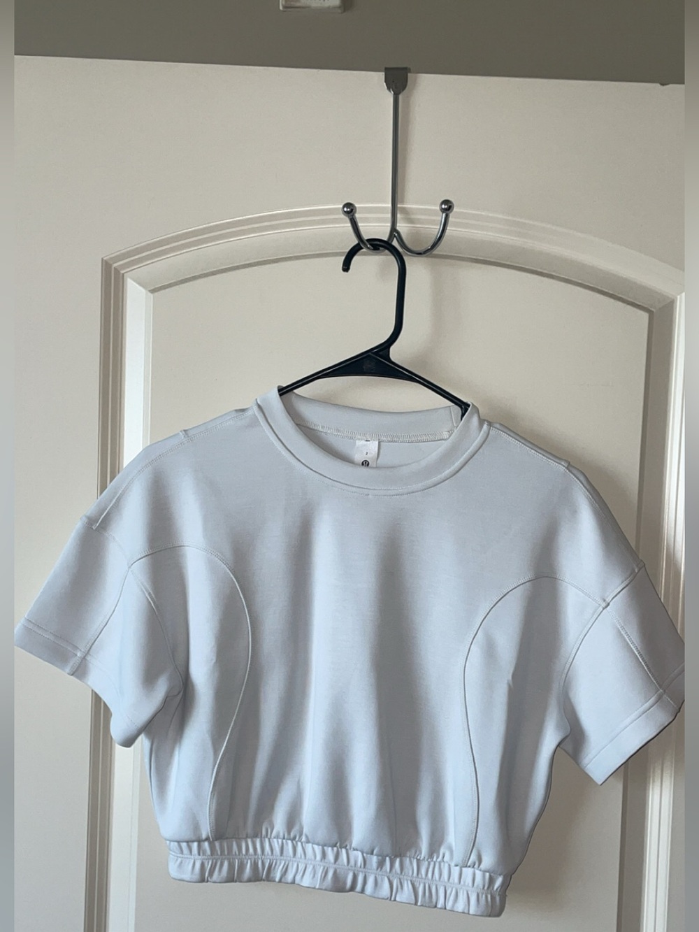 lululemon athletica White Cropped Short Sleeve Top